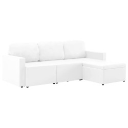 vidaXL Sofá cama modular de 3 plazas de cuero sintético blanco