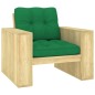 vidaXL Silla de jardín y cojines verde madera pino impregnada vidaXL Silla de jardín y cojines verde madera pino impregnada