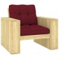 vidaXL Silla de jardín y cojines vino tinto madera pino impregnada vidaXL Silla de jardín y cojines vino tinto madera pino impregnada