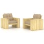 vidaXL Sillas de jardín cojines 2 uds beige madera de pino impregnada vidaXL Sillas de jardín cojines 2 uds beige madera de pino impregnada