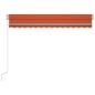 vidaXL Toldo manual retráctil con LED naranja y marrón 300x250 cm vidaXL Toldo manual retráctil con LED naranja y marrón 300x250 cm