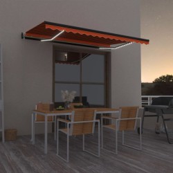 vidaXL Toldo automático LED sensor de viento naranja marrón 450x350 cm