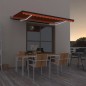 vidaXL Toldo automático LED sensor de viento naranja marrón 450x350 cm vidaXL Toldo automático LED sensor de viento naranja marrón 450x350 cm