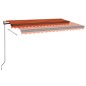 vidaXL Toldo automático LED sensor de viento naranja marrón 450x350 cm vidaXL Toldo automático LED sensor de viento naranja marrón 450x350 cm
