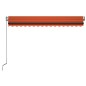 vidaXL Toldo automático LED sensor de viento naranja marrón 450x350 cm vidaXL Toldo automático LED sensor de viento naranja marrón 450x350 cm