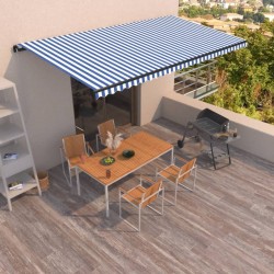 vidaXL Toldo retráctil manual azul y blanco 600x350 cm