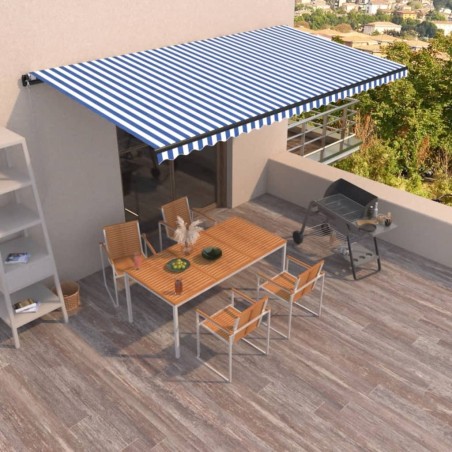 vidaXL Toldo retráctil manual azul y blanco 600x350 cm