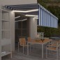 vidaXL Toldo automático persiana LED sensor de viento azul blanco 6x3m vidaXL Toldo automático persiana LED sensor de viento azul blanco 6x3m