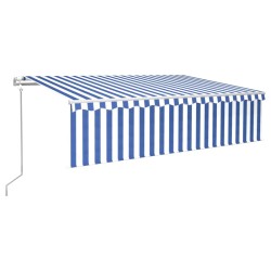 vidaXL Toldo automático persiana LED sensor de viento azul blanco 6x3m 