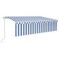 vidaXL Toldo automático persiana LED sensor de viento azul blanco 6x3m vidaXL Toldo automático persiana LED sensor de viento azul blanco 6x3m