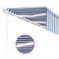 vidaXL Toldo automático persiana LED sensor de viento azul blanco 6x3m vidaXL Toldo automático persiana LED sensor de viento azul blanco 6x3m