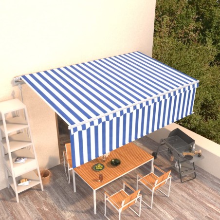 vidaXL Toldo retráctil automático con persiana azul y blanco 5x3 m