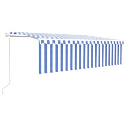 vidaXL Toldo retráctil automático con persiana azul y blanco 5x3 m