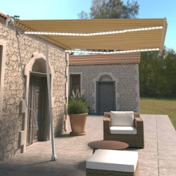 vidaXL Toldo automático LED sensor de viento amarillo blanco 300x250cm