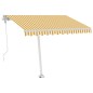 vidaXL Toldo automático LED sensor de viento amarillo blanco 300x250cm vidaXL Toldo automático LED sensor de viento amarillo blanco 300x250cm