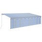 vidaXL Toldo retráctil manual con persiana azul y blanco 5x3 m