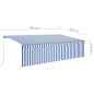 vidaXL Toldo retráctil manual con persiana azul y blanco 5x3 m