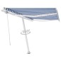 vidaXL Toldo automático LED sensor de viento azul y blanco 300x250 cm vidaXL Toldo automático LED sensor de viento azul y blanco 300x250 cm