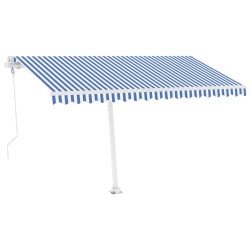vidaXL Toldo automático LED sensor de viento azul y blanco 400x300 cm