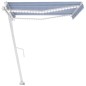 vidaXL Toldo automático LED sensor de viento azul y blanco 400x300 cm vidaXL Toldo automático LED sensor de viento azul y blanco 400x300 cm
