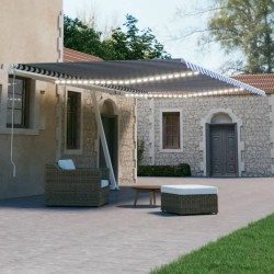 vidaXL Toldo automático LED sensor de viento azul y blanco 500x300 cm