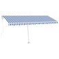 vidaXL Toldo automático LED sensor de viento azul y blanco 500x300 cm vidaXL Toldo automático LED sensor de viento azul y blanco 500x300 cm