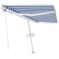 vidaXL Toldo automático LED sensor de viento azul y blanco 500x300 cm vidaXL Toldo automático LED sensor de viento azul y blanco 500x300 cm