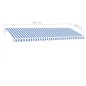 vidaXL Toldo automático LED sensor de viento azul y blanco 500x300 cm vidaXL Toldo automático LED sensor de viento azul y blanco 500x300 cm