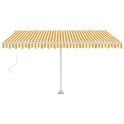 vidaXL Toldo de pie automático amarillo y blanco 450x350 cm