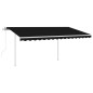 vidaXL Toldo automático LED sensor de viento gris antracita 4x3,5 m vidaXL Toldo automático LED sensor de viento gris antracita 4x3,5 m