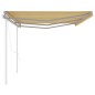 vidaXL Toldo retráctil automático con postes amarillo y blanco 6x3,5 m vidaXL Toldo retráctil automático con postes amarillo y blanco 6x3,5 m