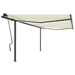 vidaXL Toldo manual retráctil con LED color crema 4,5x3,5 m