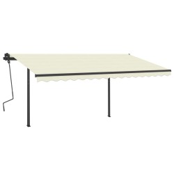 vidaXL Toldo manual retráctil con LED color crema 4,5x3,5 m