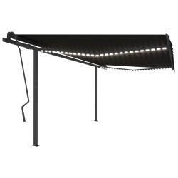 vidaXL Toldo automático LED sensor de viento gris antracita 4,5x3,5 m