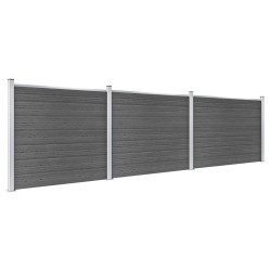 vidaXL Juego de paneles de valla WPC negro 526x146 cm  