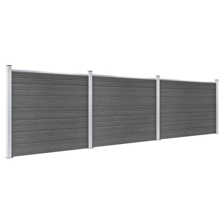 vidaXL Juego de paneles de valla WPC negro 526x146 cm  