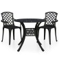 vidaXL Mesa y sillas de bistró 3 piezas aluminio fundido negro