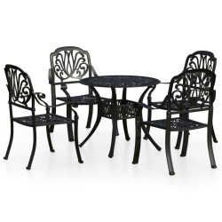 vidaXL Mesa y sillas de bistró 5 piezas aluminio fundido negro
