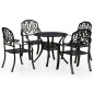 vidaXL Mesa y sillas de bistró 5 piezas aluminio fundido negro