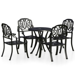 vidaXL Mesa y sillas de bistró 5 piezas aluminio fundido negro