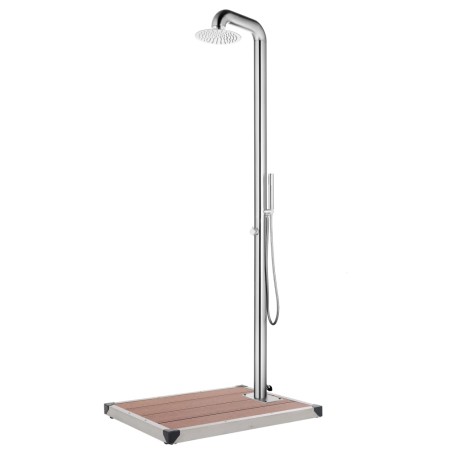 vidaXL Ducha de jardín con base marrón 230 cm acero inoxidable