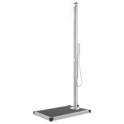 vidaXL Ducha de jardín con base gris 225 cm acero inoxidable