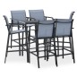 vidaXL Mesa alta y taburetes de bar de jardín 7 piezas negro y gris vidaXL Mesa alta y taburetes de bar de jardín 7 piezas negro y gris