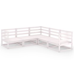 vidaXL Set de salón de jardín de 5 piezas blanco madera maciza de pino