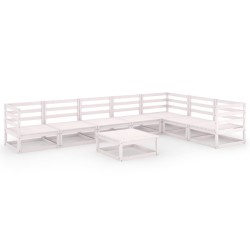 vidaXL Set de salón de jardín de 8 piezas blanco madera maciza de pino