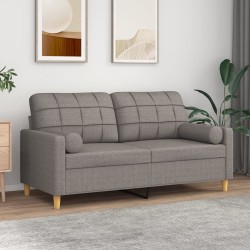 vidaXL Sofá de 2 plazas con cojines tela gris taupe 140 cm