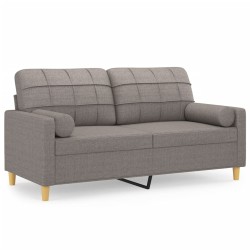 vidaXL Sofá de 2 plazas con cojines tela gris taupe 140 cm