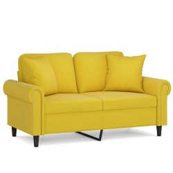 vidaXL Sofá de 2 plazas con cojines terciopelo amarillo 120 cm