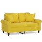 vidaXL Sofá de 2 plazas con cojines terciopelo amarillo 120 cm vidaXL Sofá de 2 plazas con cojines terciopelo amarillo 120 cm