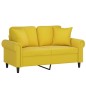 vidaXL Sofá de 2 plazas con cojines terciopelo amarillo 120 cm vidaXL Sofá de 2 plazas con cojines terciopelo amarillo 120 cm